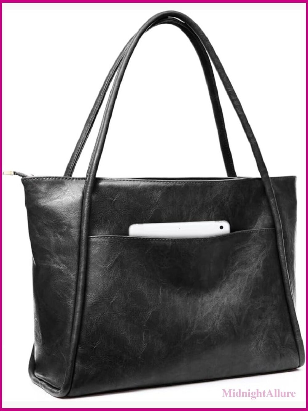 Large Tote Bag 16L Work Purse Zipper Vegan Leather Handbag Ladies